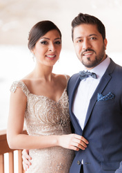 couple hugging on veranda