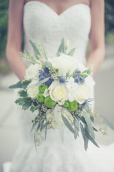green and purple wedding bouquet