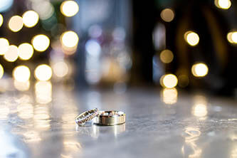 close up of wedding rings