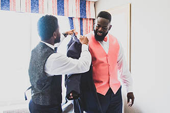 groom getting ready with his best men in Hilton Hotel in Toronto